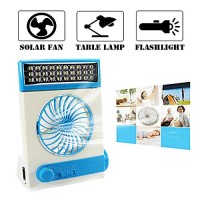 Ansee 3 in 1 Multi-Functional Solar Cooling Table Fans with Eye-Care LED Table Lamp Flashlight Solar Panel Adaptor Plug for Home Use Camping (Blue) - B01G4ZWTQM